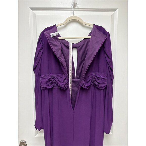 New Mac Duggal Size 18 W Purple 77119 Long Sleeve Cocktail Evening Gown Dress - Picture 7 of 8